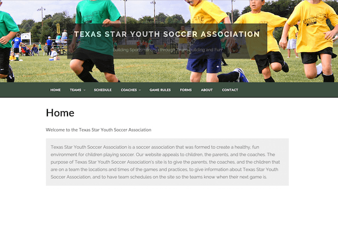 Texas Star Youth Soccer Association - Zachary Price Web Design